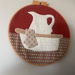 Rustic Red and Brown Embroidered Wall Art